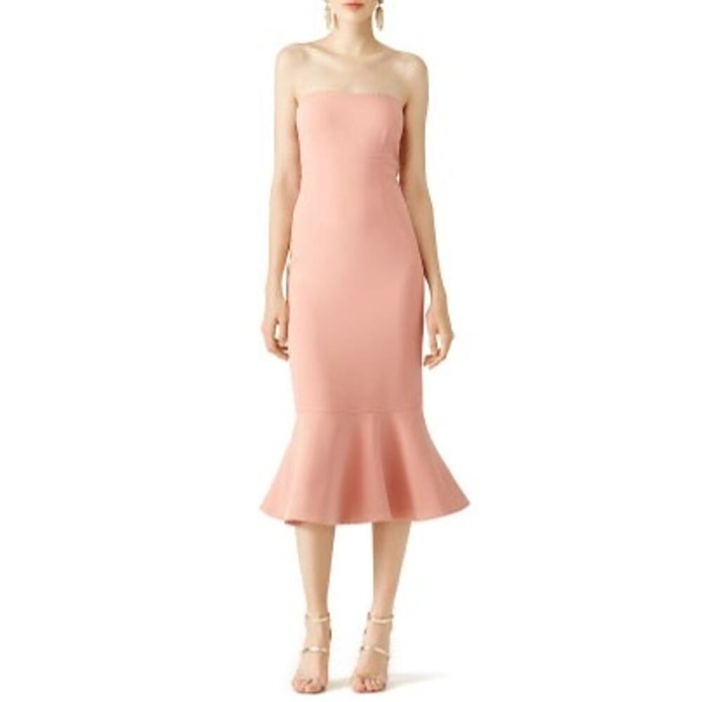 CINQ A SEPT Pink Luna Strapless Straight Neckline Hourglass Gown Dress Size 8